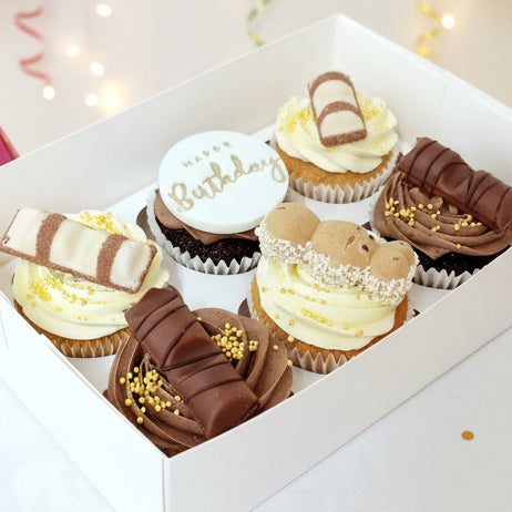 Kinder Bueno cupcakes with vanilla or chocolate frosting for delivery in Basildon Essex