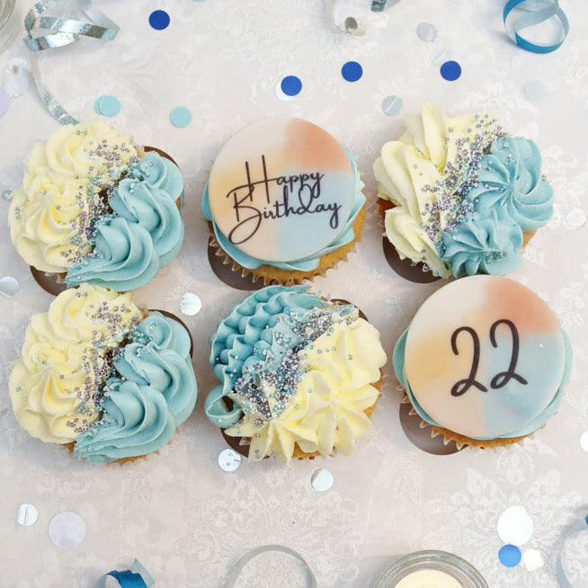Happy Birthday cupcakes with buttercream and birthday topper for delivery in Basildon Essex