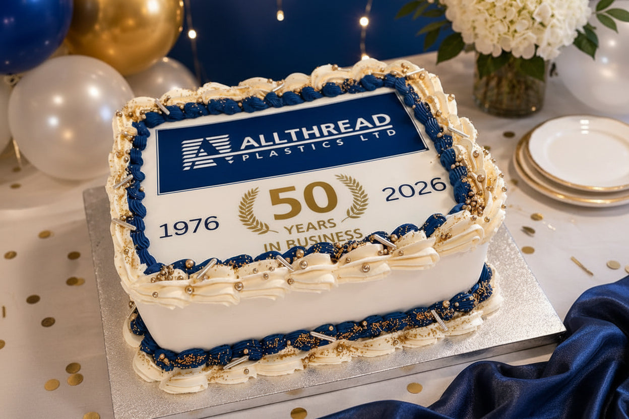 Personalised corporate logo cake in company colours for a business anniversary, office celebration or corporate event in Essex by CakeObsession