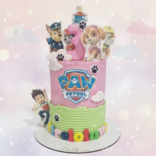 Paw Patrol cake Basildon Essex, themed kids birthday cake with characters and topper, personalised birthday cake Essex delivery