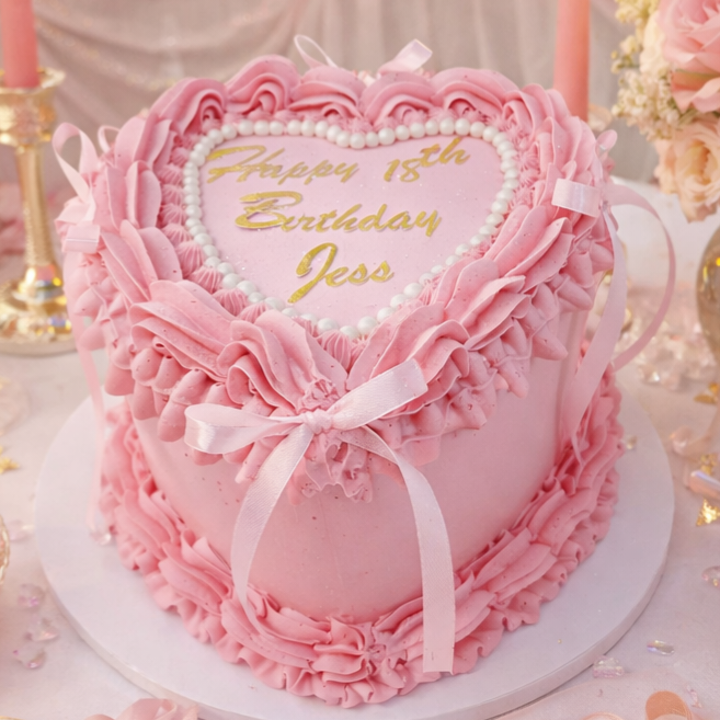 Heart-Shaped Vintage Cake