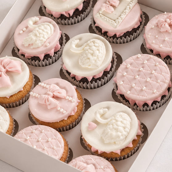 Swan Cupcakes with Pink Toppers