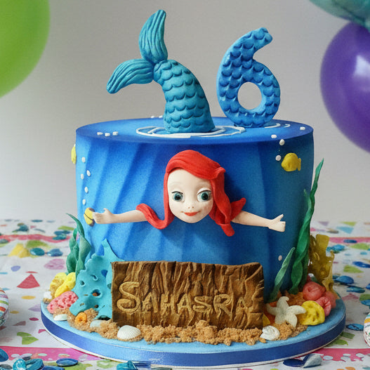 Mermaid themed birthday cake made in Basildon Essex for kids celebration