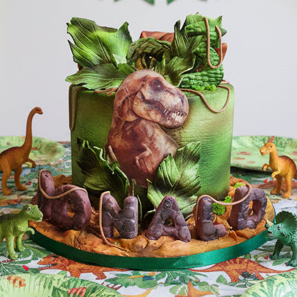 T-Rex dinosaur themed cake made in Basildon Essex for kids birthday celebration