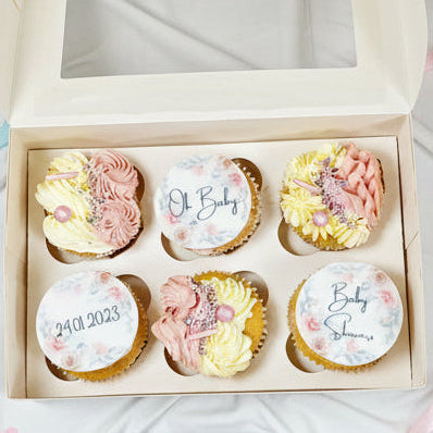 Vanilla and chocolate baby shower cupcakes for delivery in Basildon Essex
