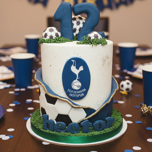 Tottenham Hotspur themed football cake made in Basildon Essex for kids celebration