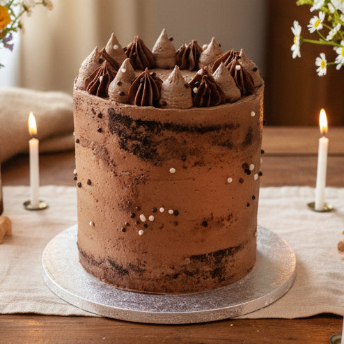 Semi-Naked Celebration Cake with fluffy sponge layers and light buttercream coating, handmade and personalised, perfect for birthdays, anniversaries, and special occasions, available for delivery in Basildon and Essex.