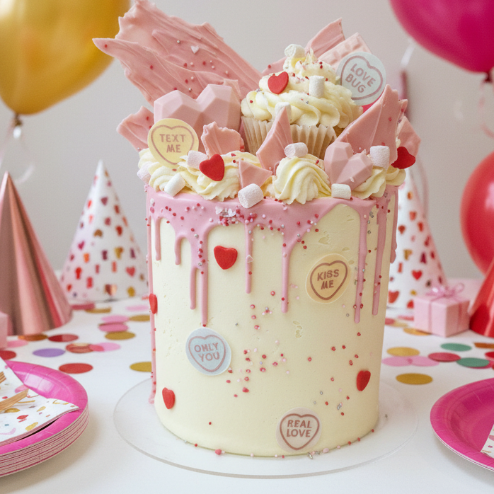 Romantic drip cake made in Basildon Essex for anniversaries and special celebrations