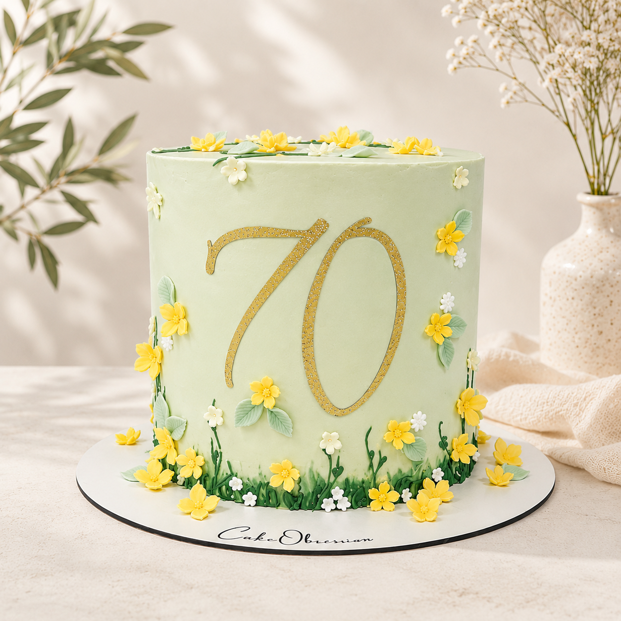 Personalised light gtrrn floral birthday cake with age topper delivered in Basildon Essex by CakeObsession.
This version has much stronger long-term ranking potential because it targets Birthday Cake Basildon, Birthday Cakes Essex, Personalised Birthday Cake, and Birthday Cake Near Me rather than limiting the page to one specific age.
