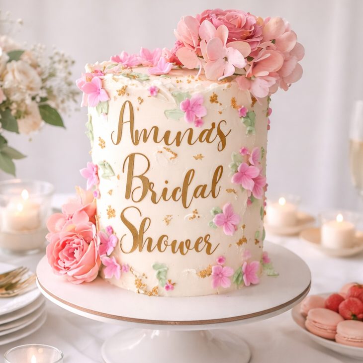 Elegant floral cake Basildon Essex, buttercream cake with delicate flowers for wedding or birthday, luxury custom cake delivery Essex