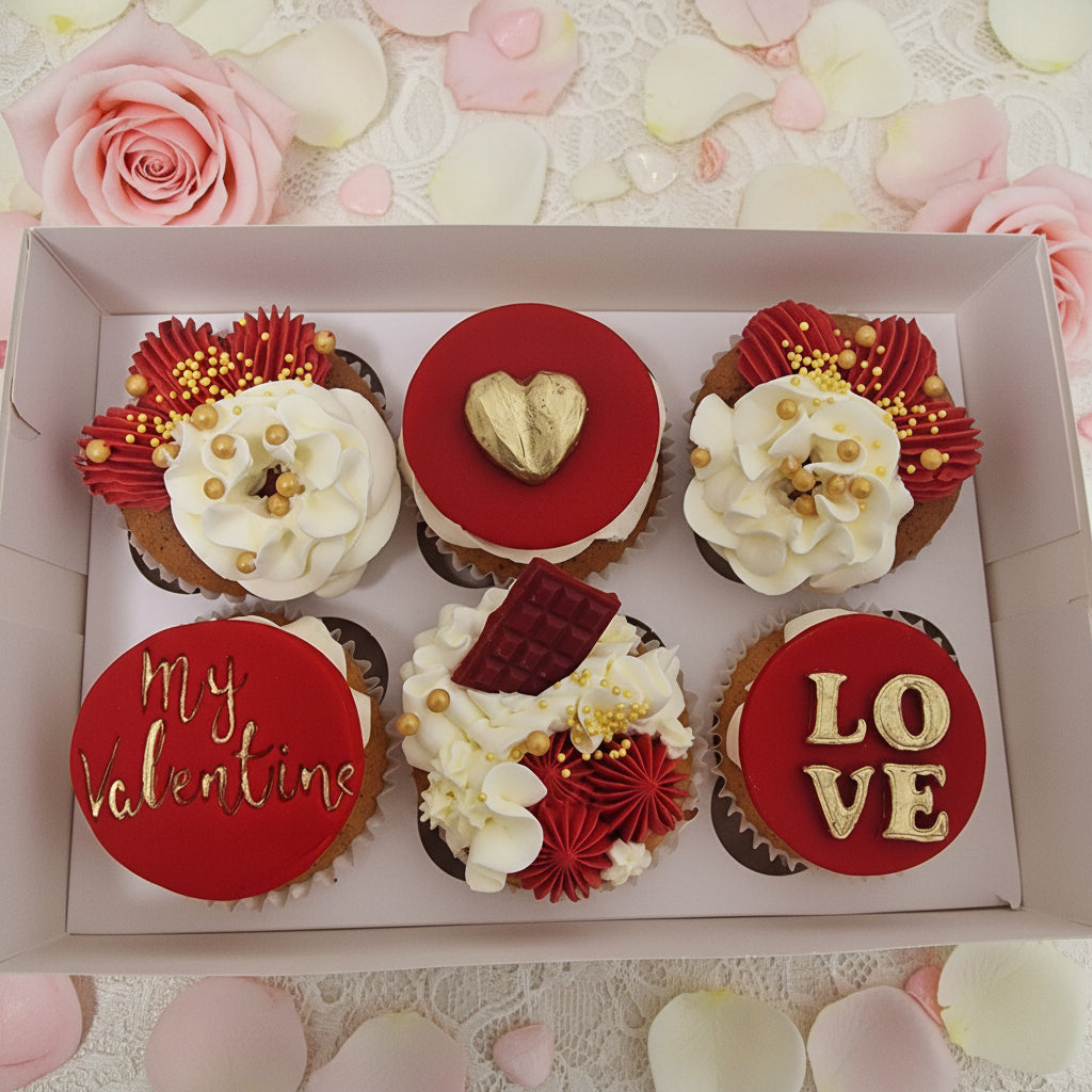 Valentine’s cupcakes with romantic buttercream for delivery in Basildon Essex