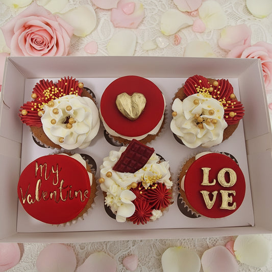 Valentine’s cupcakes with romantic buttercream for delivery in Basildon Essex