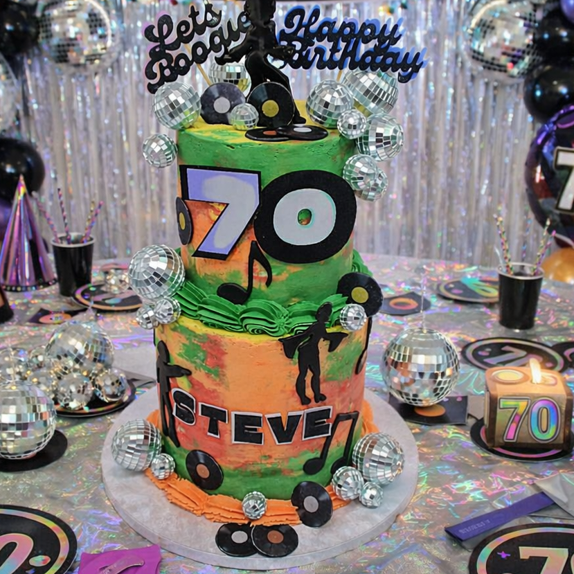 70th Disco Birthday Cake made in Basildon Essex for milestone celebration
