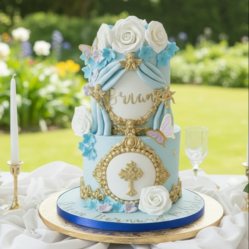 Luxury Christening cake made in Basildon Essex for baptism celebration