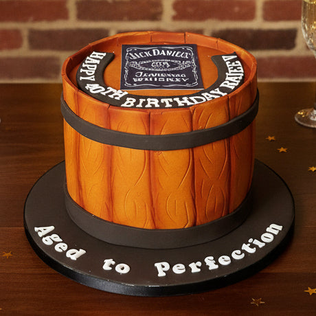whiskey barrel birthday cake handmade in Basildon Essex